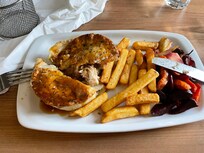 This was my chicken and ham pie with frozen chips £17.95