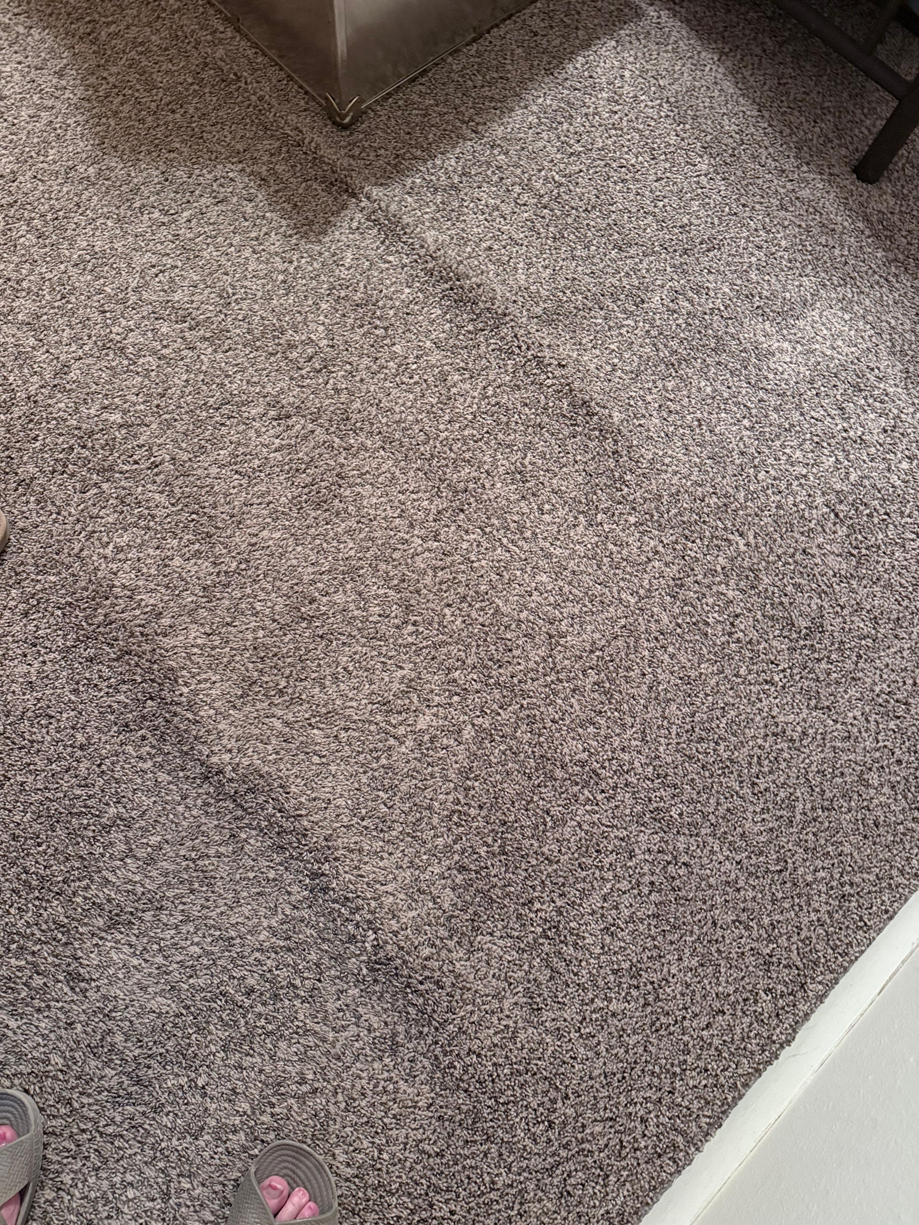 Rolled carpet in master bedroom. 