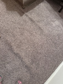 Rolled carpet in master bedroom.