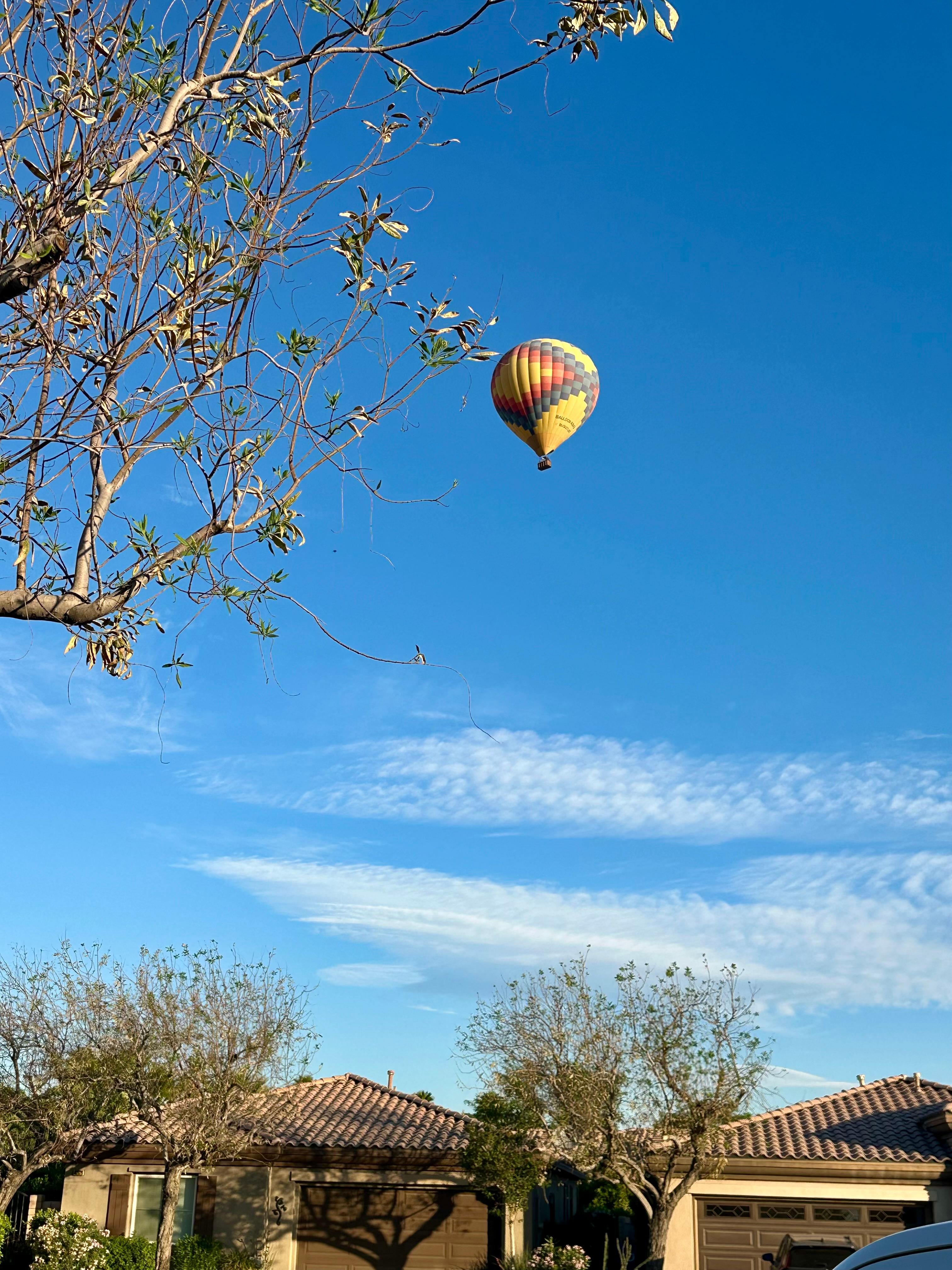 Early morning hot air balloons overhead