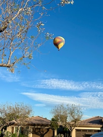 Early morning hot air balloons overhead