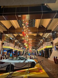 Lobby lit at noghttime