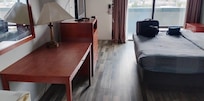 No chair. Sticky floor. Non-functioning TV.