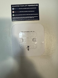 This is a photo of the place on the wall where the thermostat should have been. The desk guy had no idea there were not thermostats in the room. Gave some statement about maintenance guy or manager said it was not wired. Really a very poor answer.