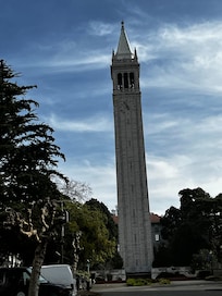 Campanile— check out John Galen Howard plaque— after the San Francisco Earthquake and fire Wheeler hosted thousands of fire refugees on the UCB campus helped by the Millers and Dean of Women Lucy Sprague, later Mitchel
