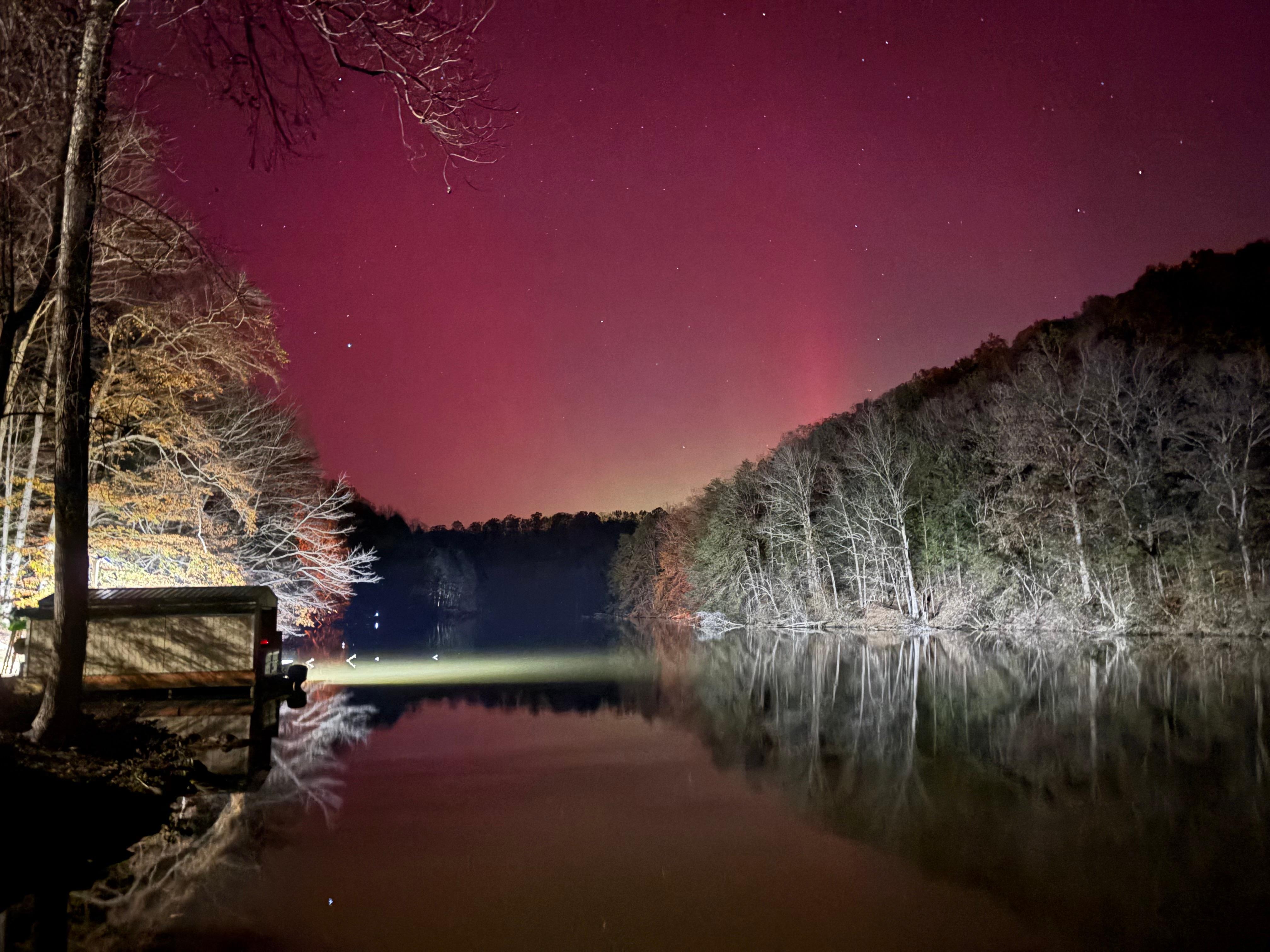 This photo was taken from the dock during the aurora borealis in November 2025