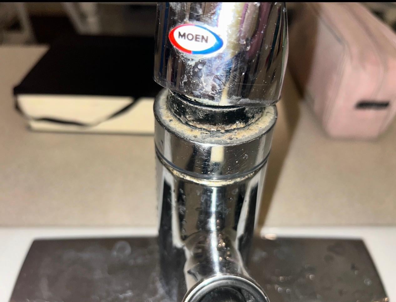Kitchen sink handle. Filled with gunk 