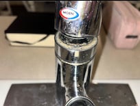 Kitchen sink handle. Filled with gunk
