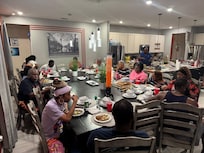 eating around the table.