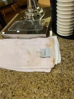 Dishcloth at breakfast. Moldy towel