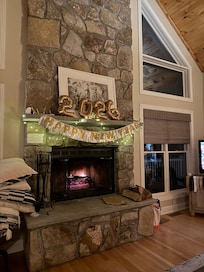 The real fireplace was a plus; you will need to buy firewood.