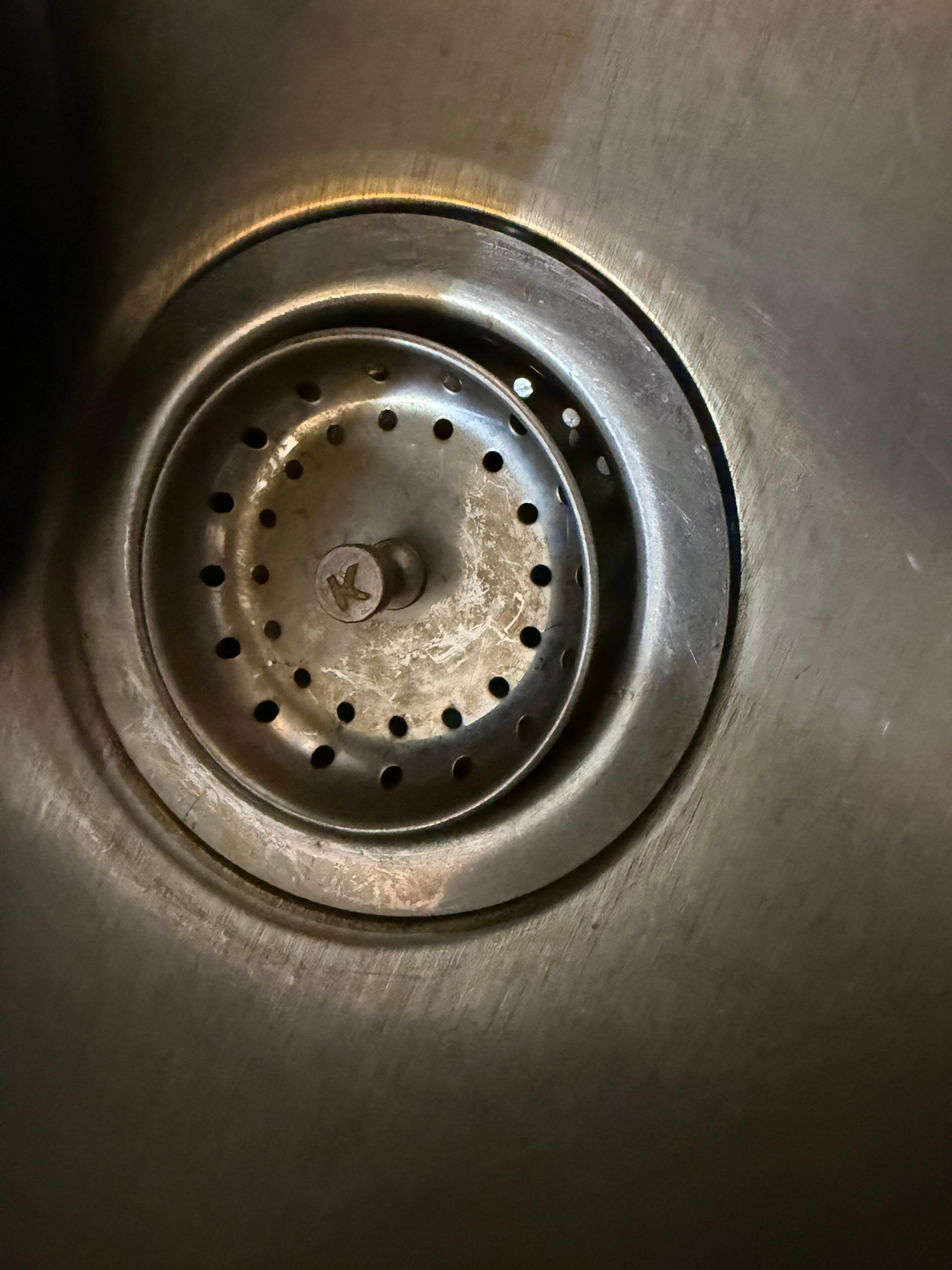 Crud and rust in drain stop