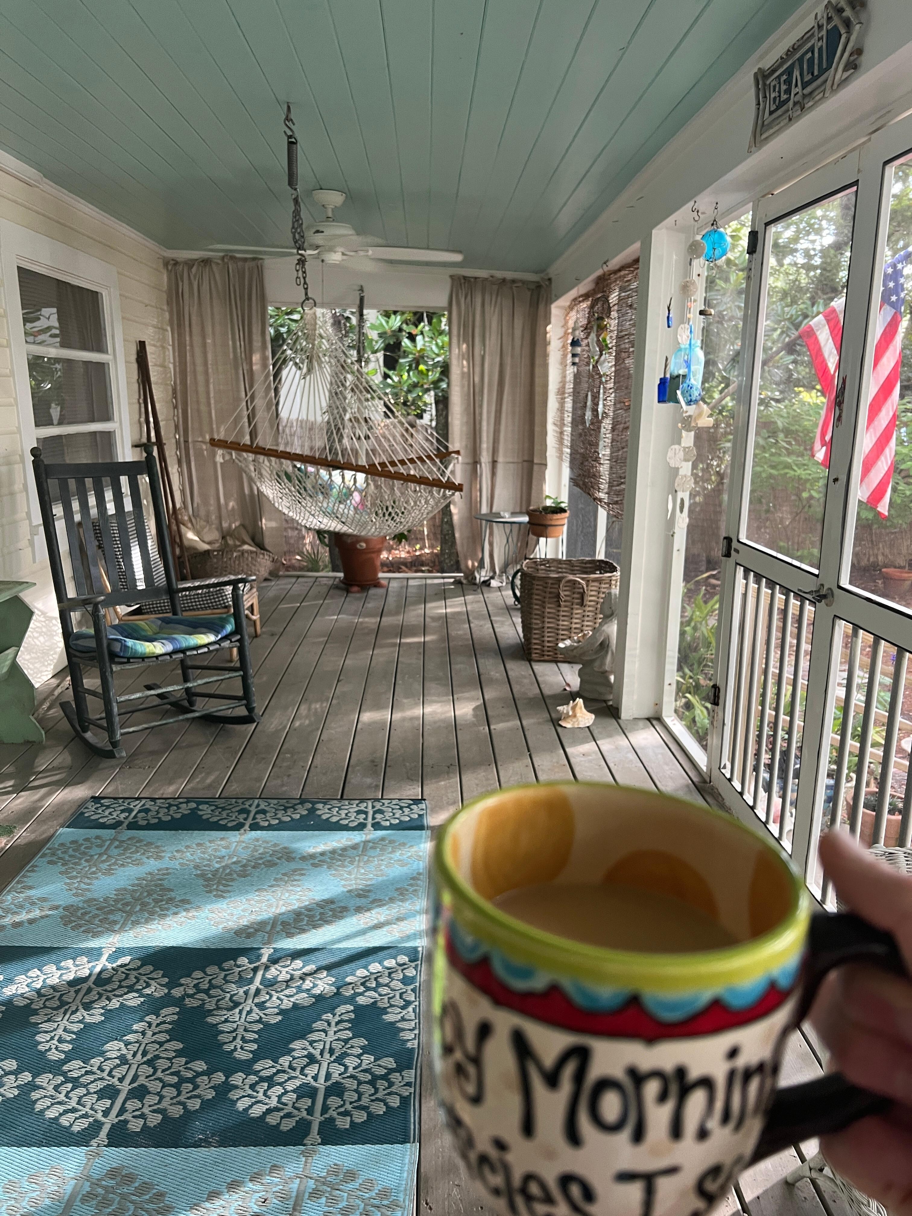 Morning coffee on the front porch 