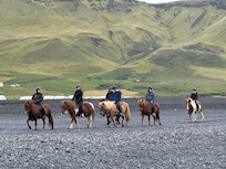 Riding on the beach at Vik