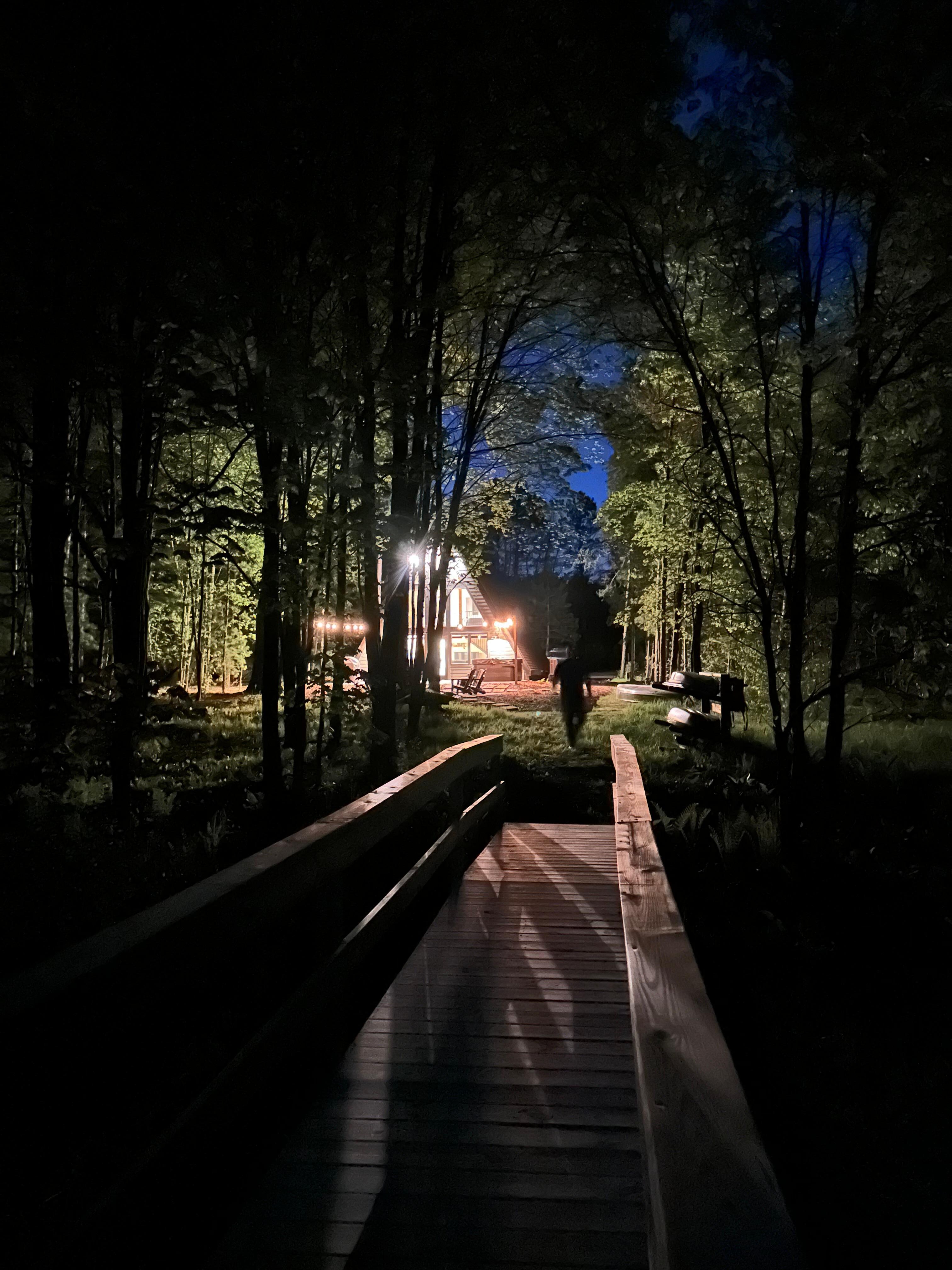 Looking back at the A-frame from the dock