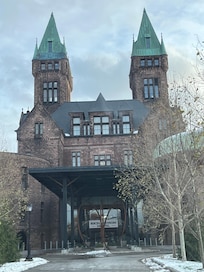 Front of the building.