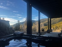 Morning view directly from the spotlessly clean saltwater hot tub