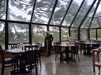 O salão, oferece buffet de sopas na 6a.feira e sábado com música ao vivo, amplas janelas e fora a natureza, rodeado de araucárias. Ambiente muito agradável.