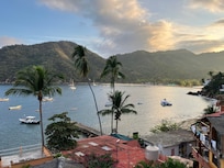 Morning view of the main beach and harbor