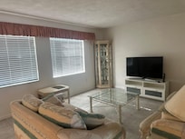 Living room - only TV in the house .