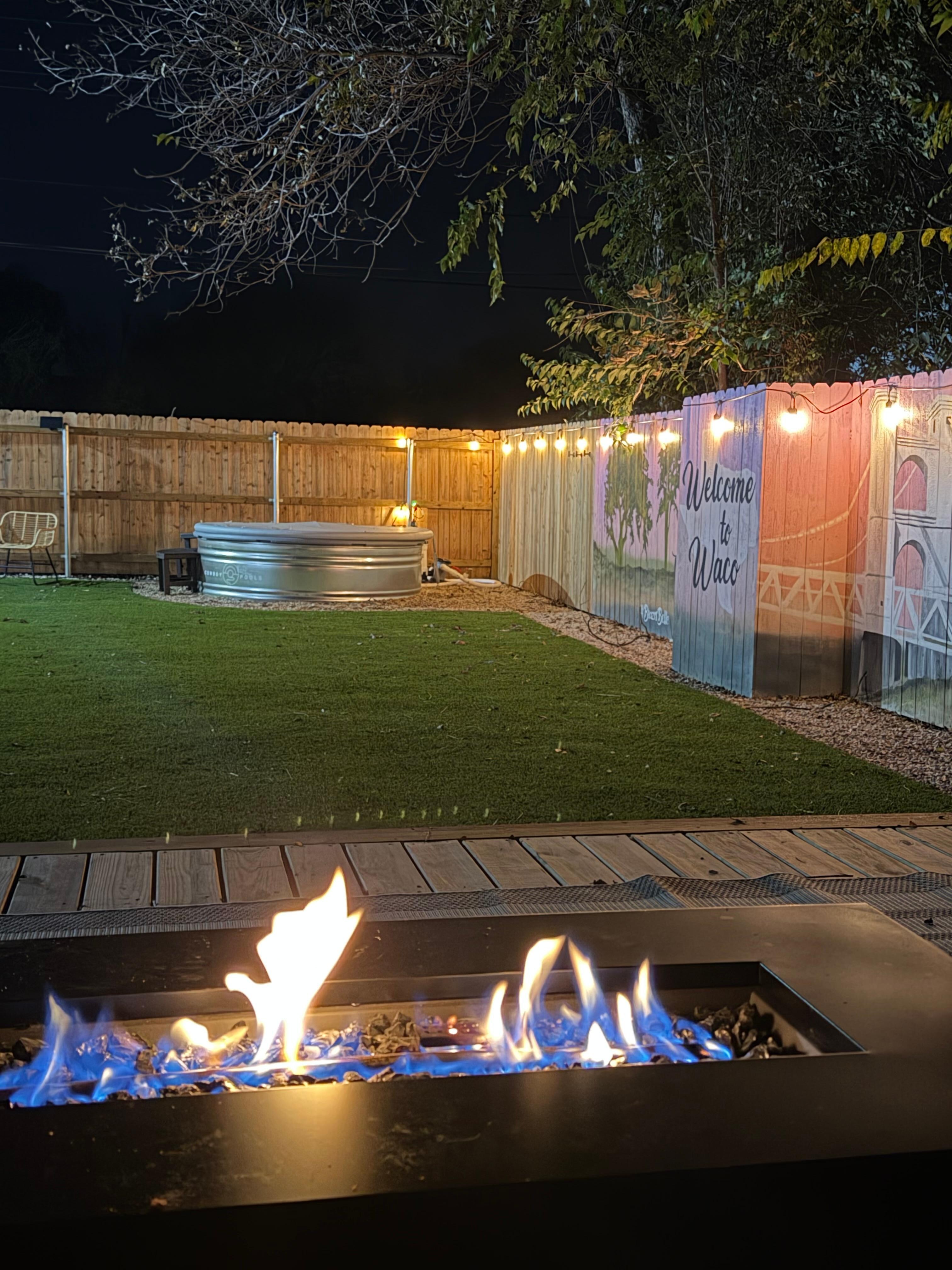 Sitting outside relaxing by the fire!