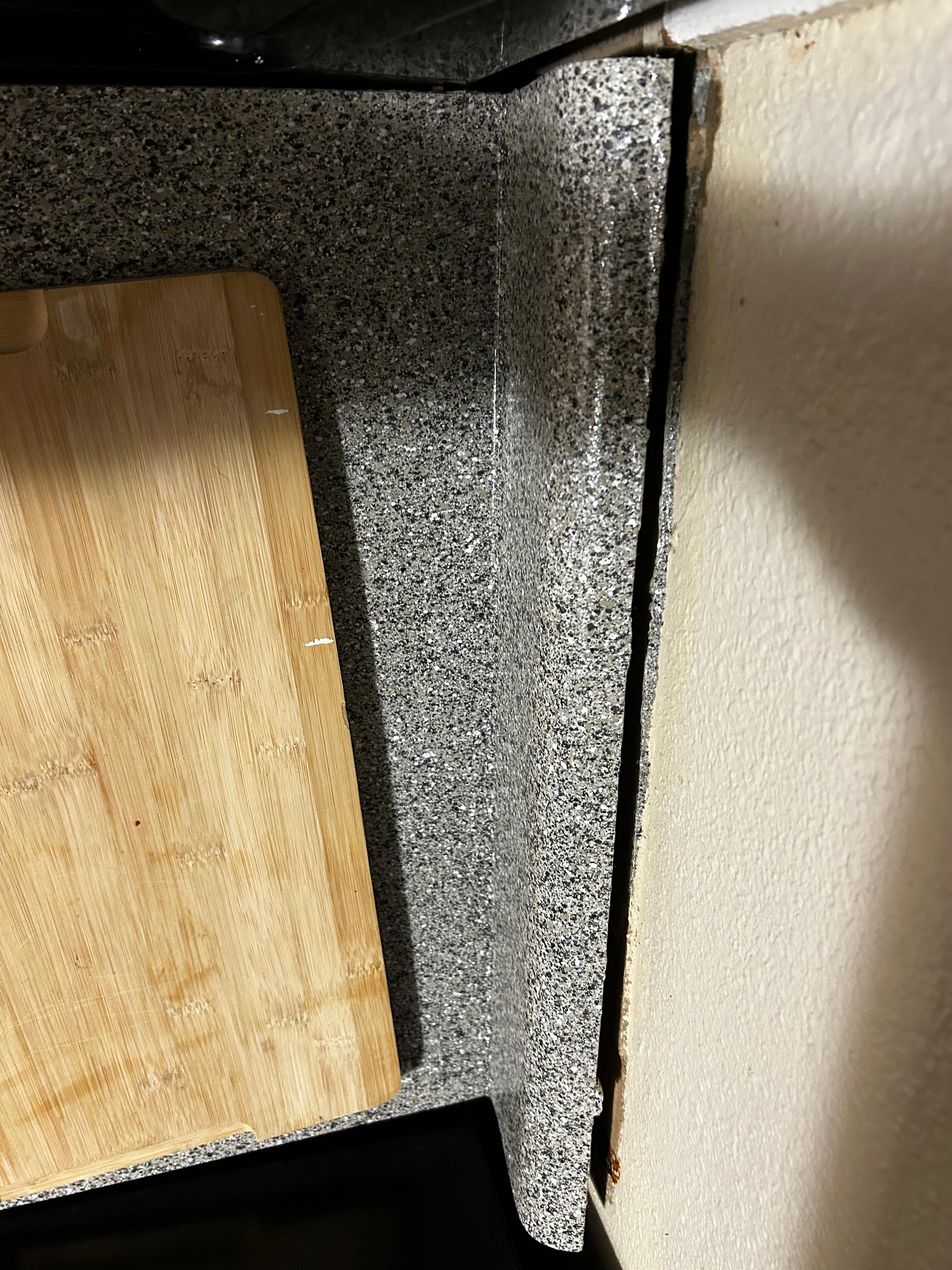 Kitchen counter detached from wall