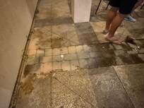 Active bubbling leak out of patio.
