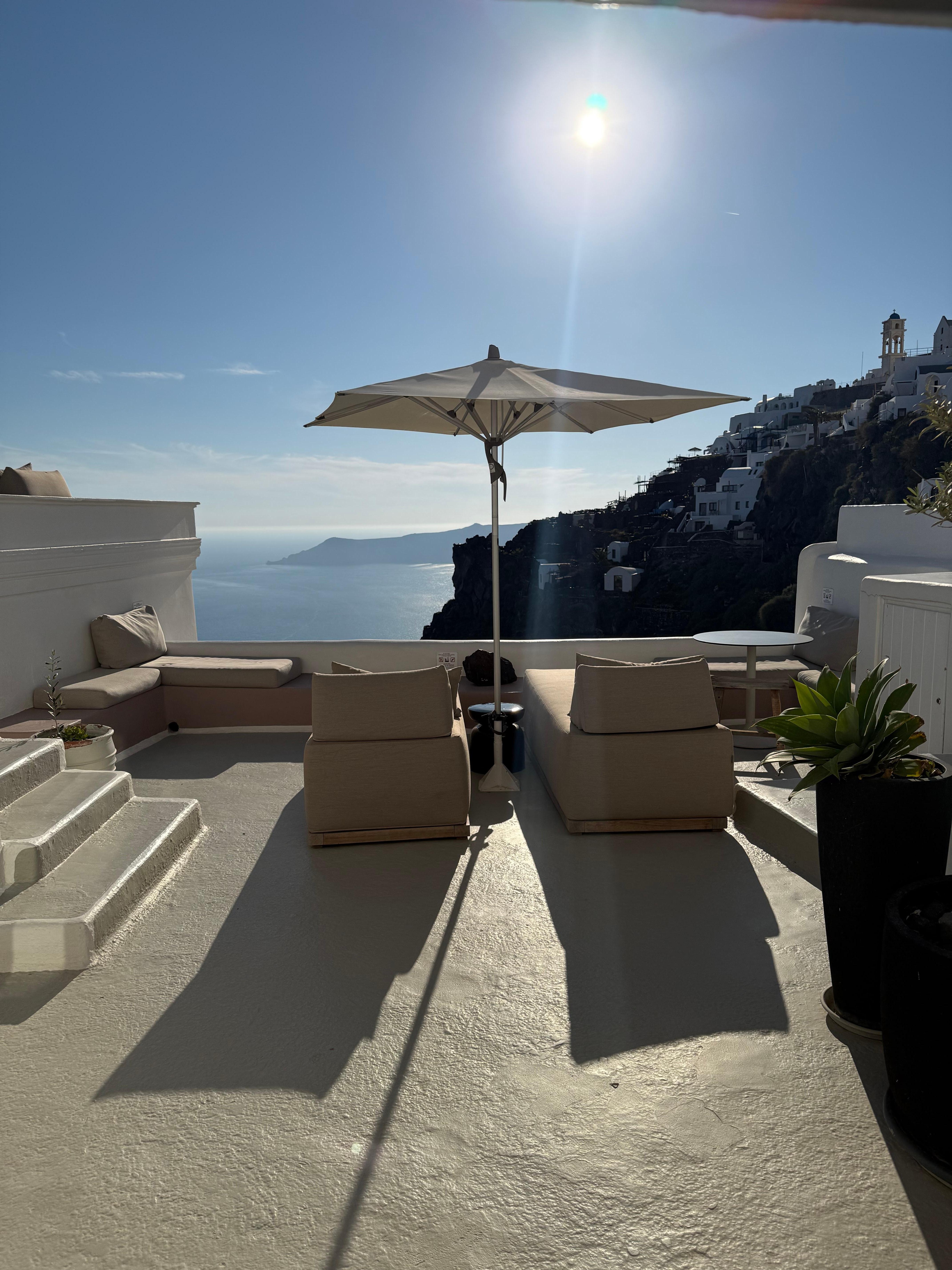 Our own private patio with a magnificent caldera view. 