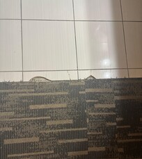 Broken, chipped flooring