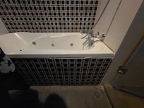 Bathroom was dirty and tub had broken pieces on it. A ton of mosquitoes were in the tub doing a backstroke.