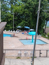 The view of the closet pool from the balcony