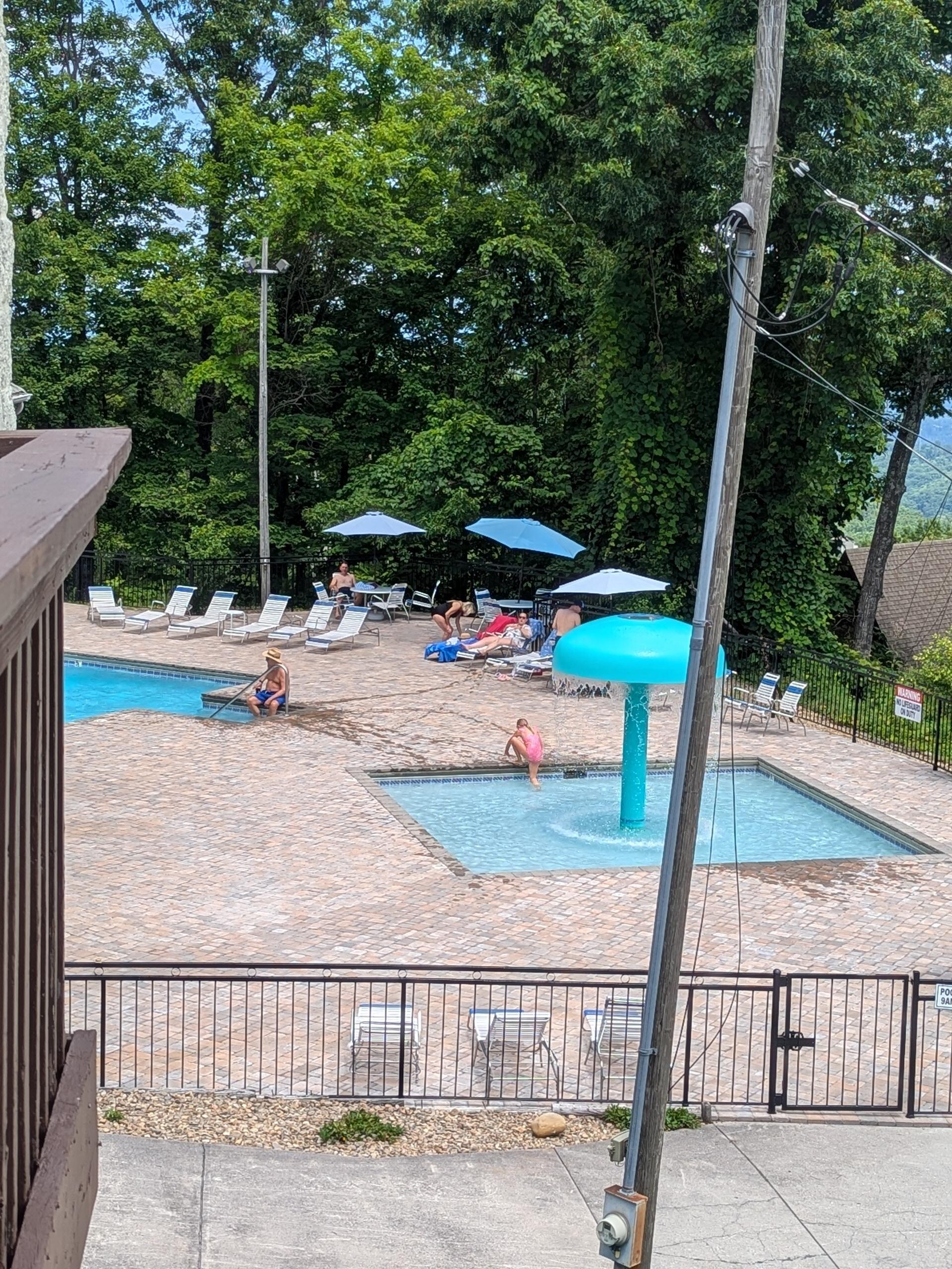 The view of the closet pool from the balcony