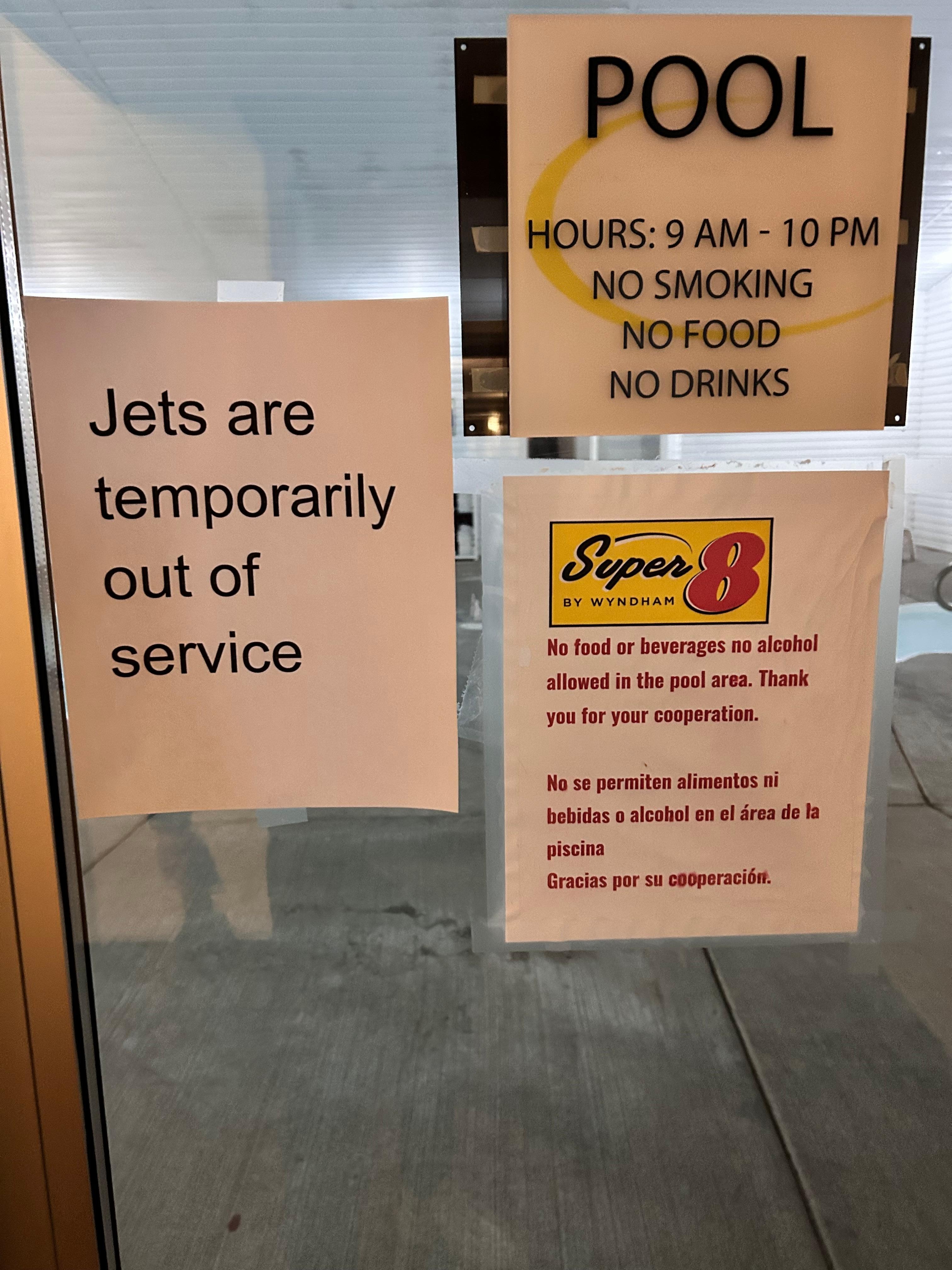 Hot tub was dirty as well, had some rust spots showing and jet were not working.