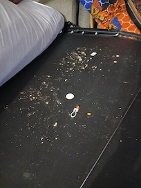 All the trash under the sofa bed so nasty look like it hasn't been cleaned in years