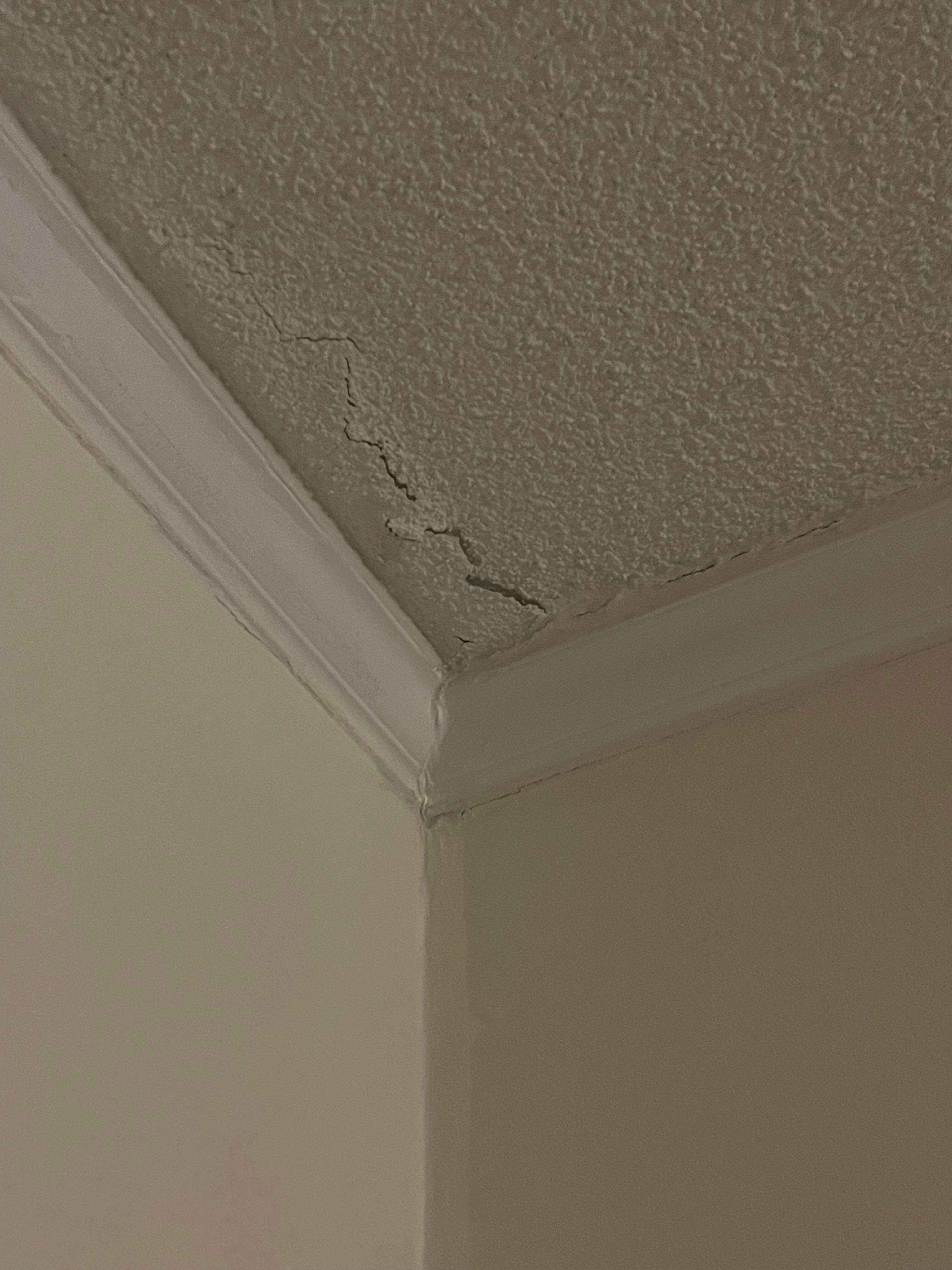 Ceiling is literally falling down in the room.