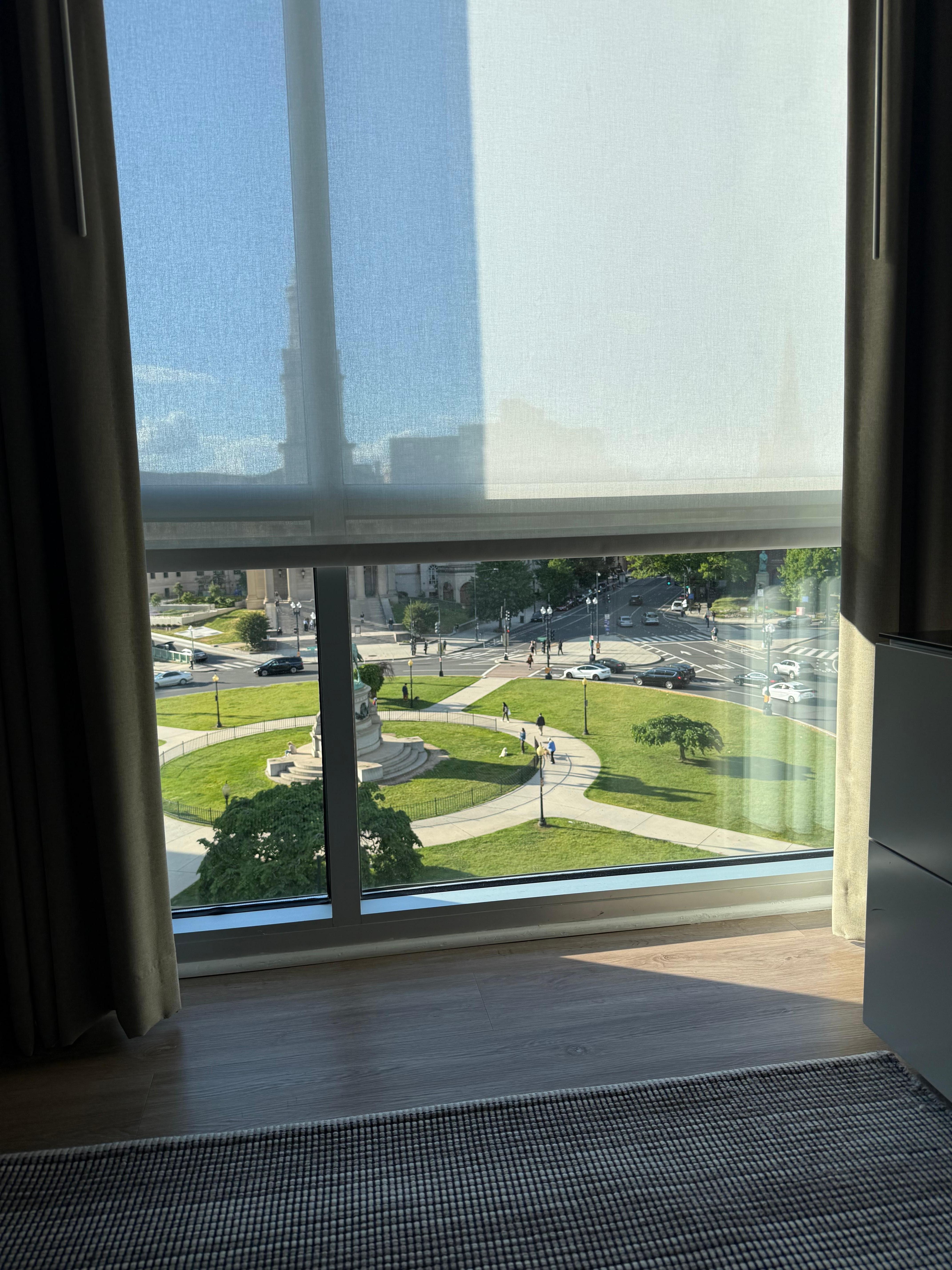 View with the shades pulled down
