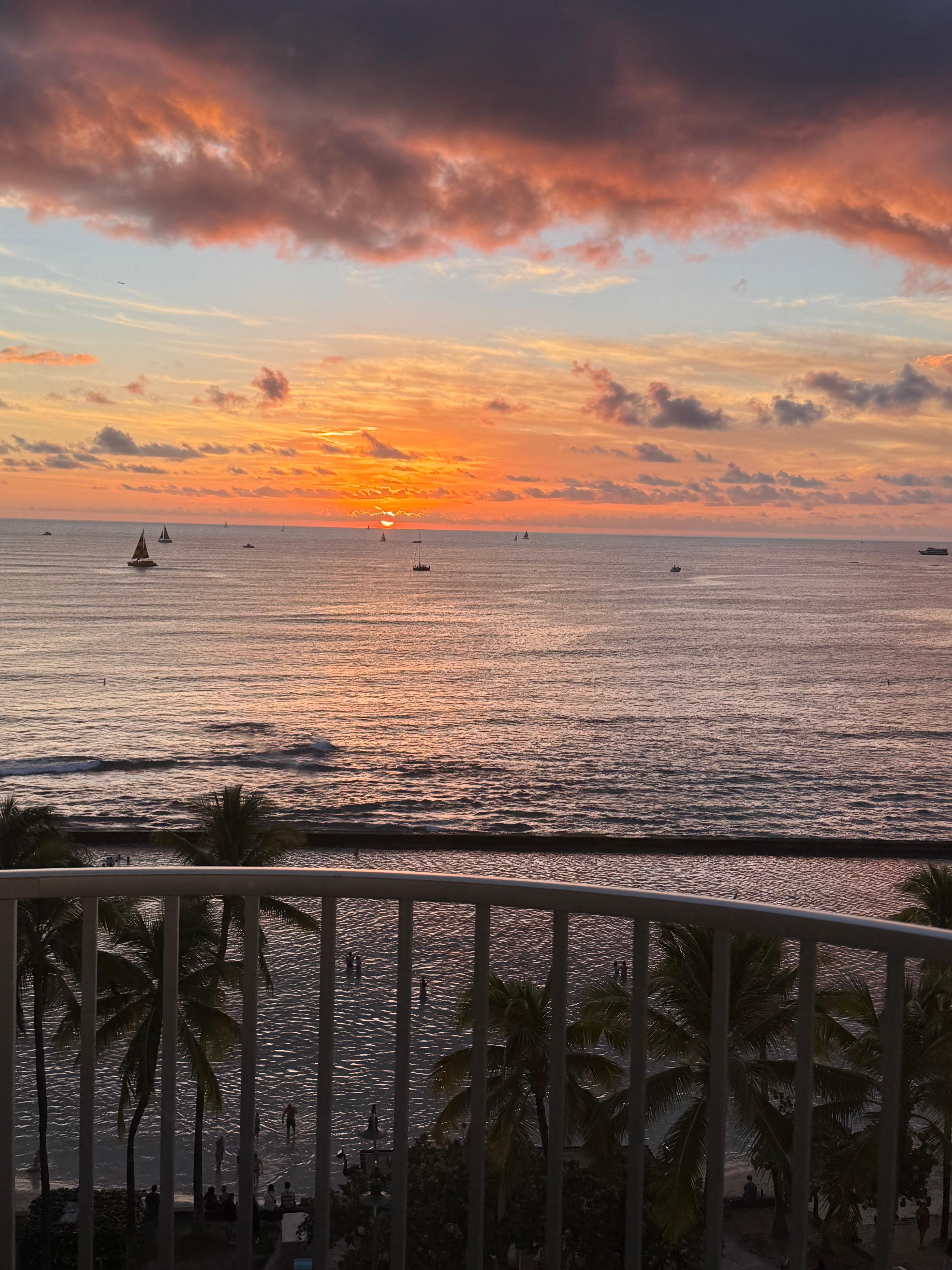 sunset from oceanfront room 1031