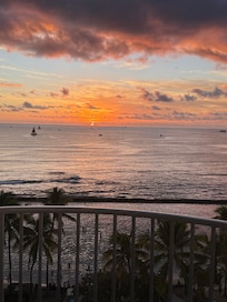 sunset from oceanfront room 1031