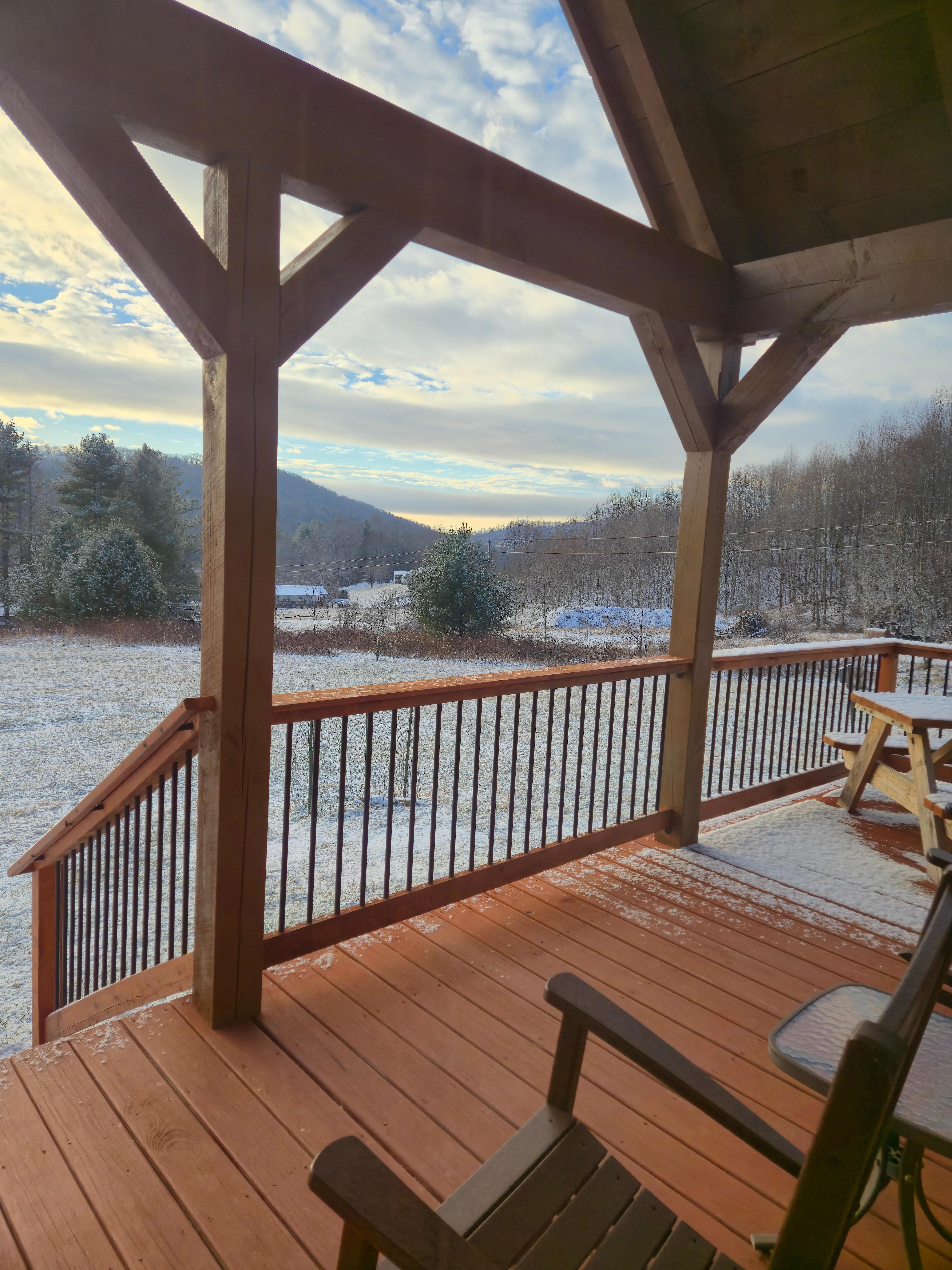 It snowed the first night 