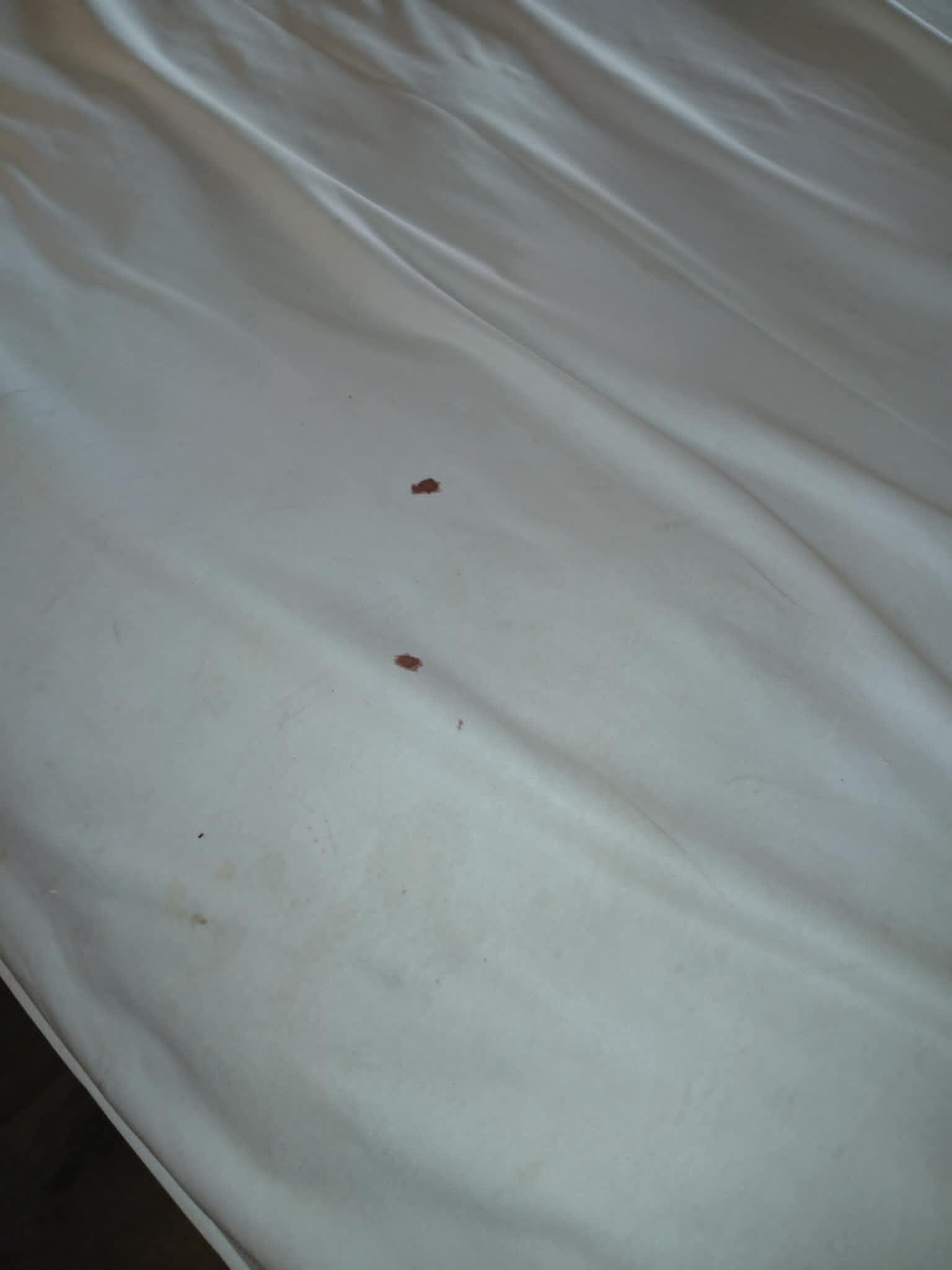 Blood spots on another area of mattress cover.
