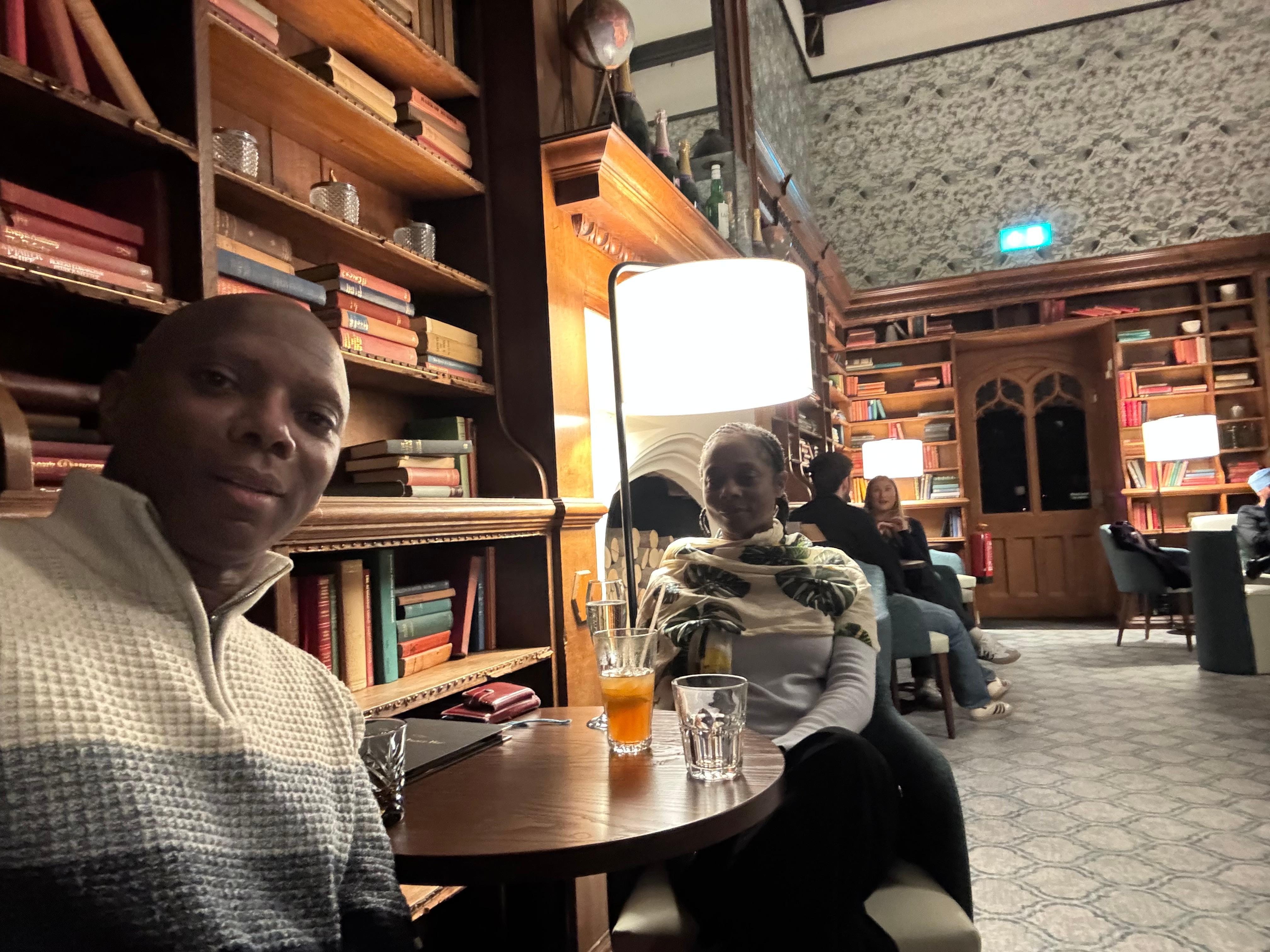 Eating with partner for her birthday 