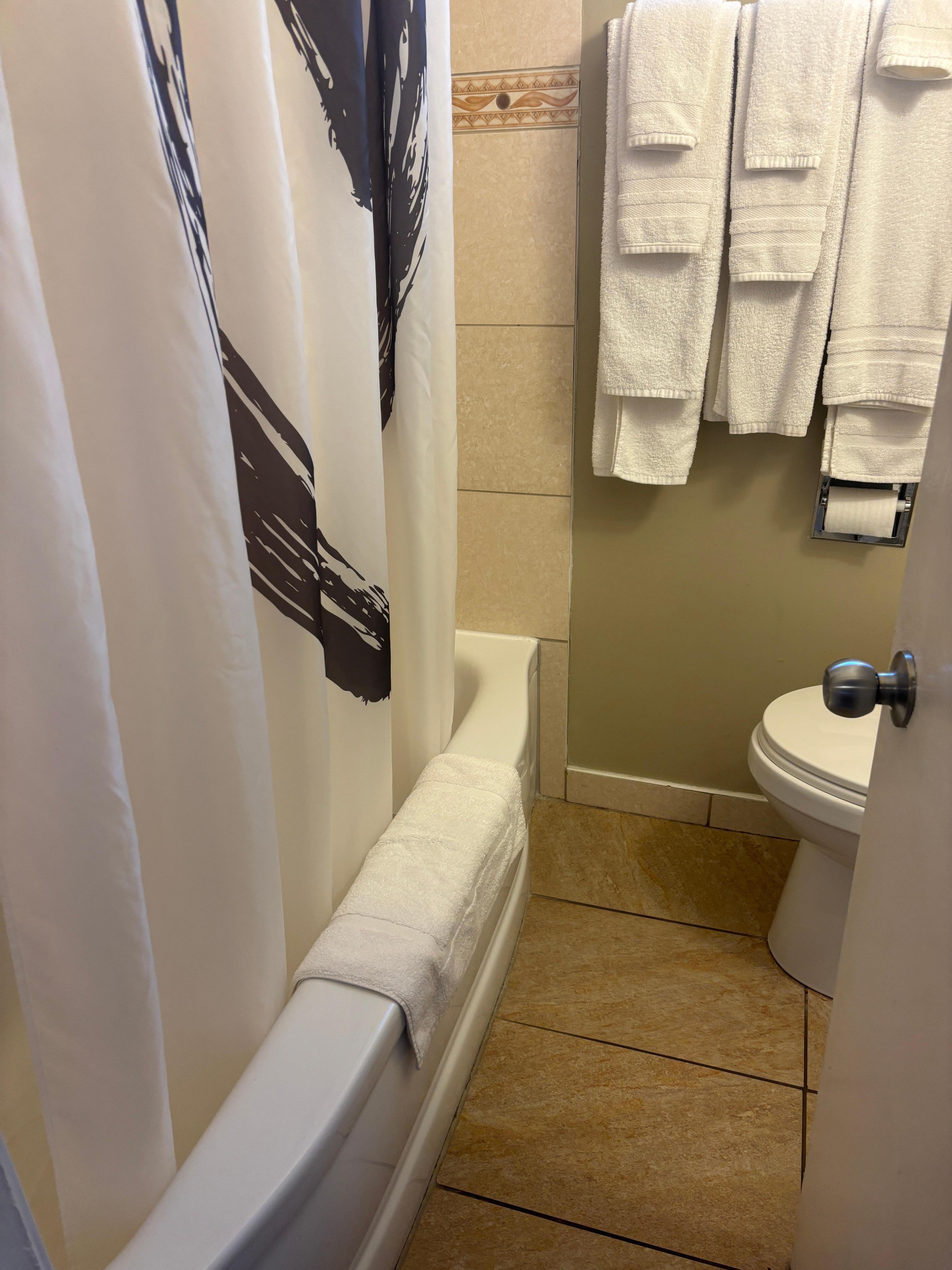 Tiny bathroom, nowhere to put anything.