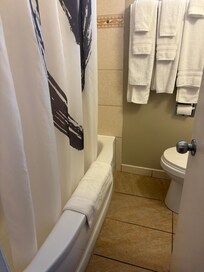 Tiny bathroom, nowhere to put anything.