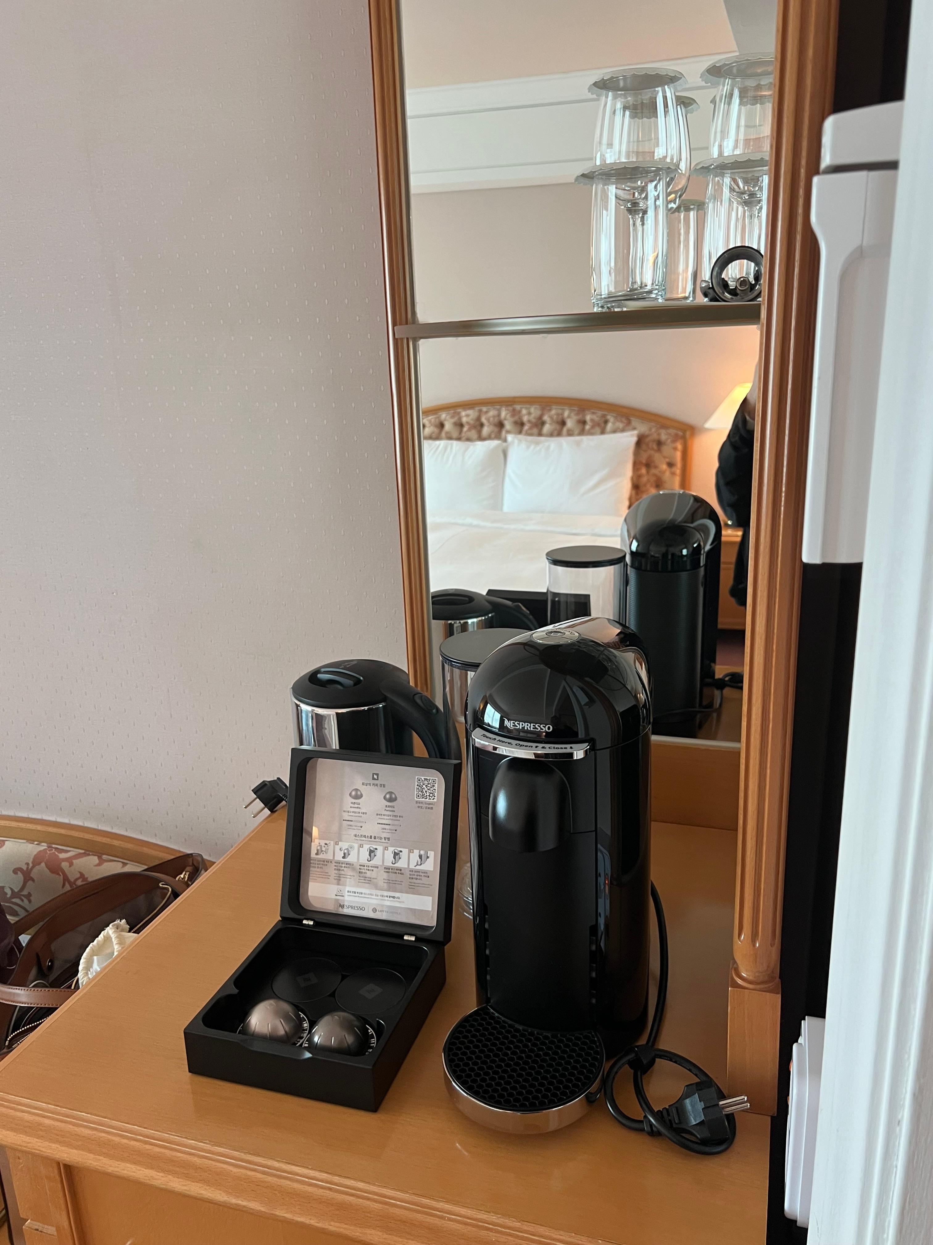 Nespresso machine and capsules provided by hotel 