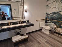 Huge bathroom! Bath/shower water only achieved lukewarm status