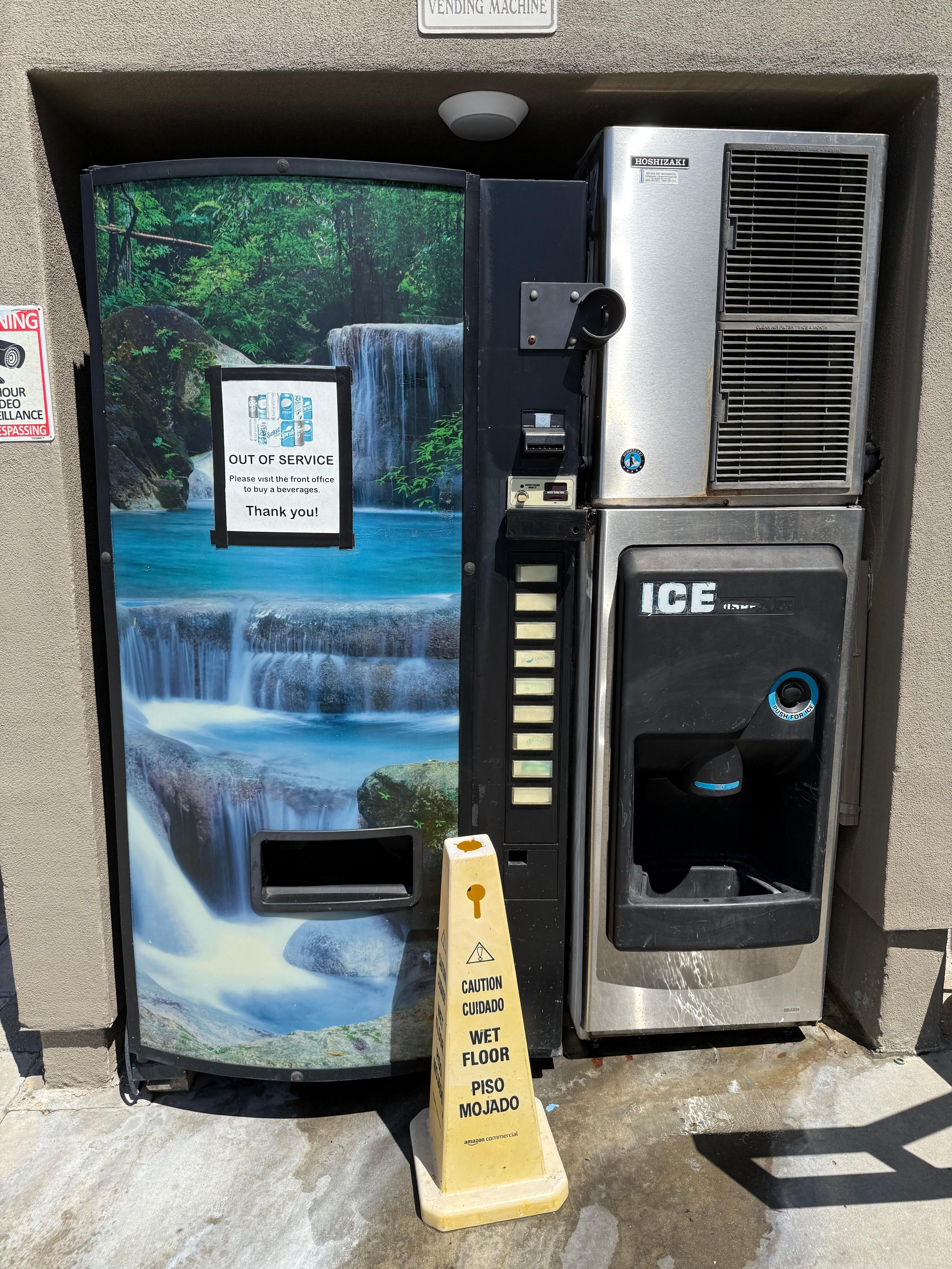 Vending and ice machines. 