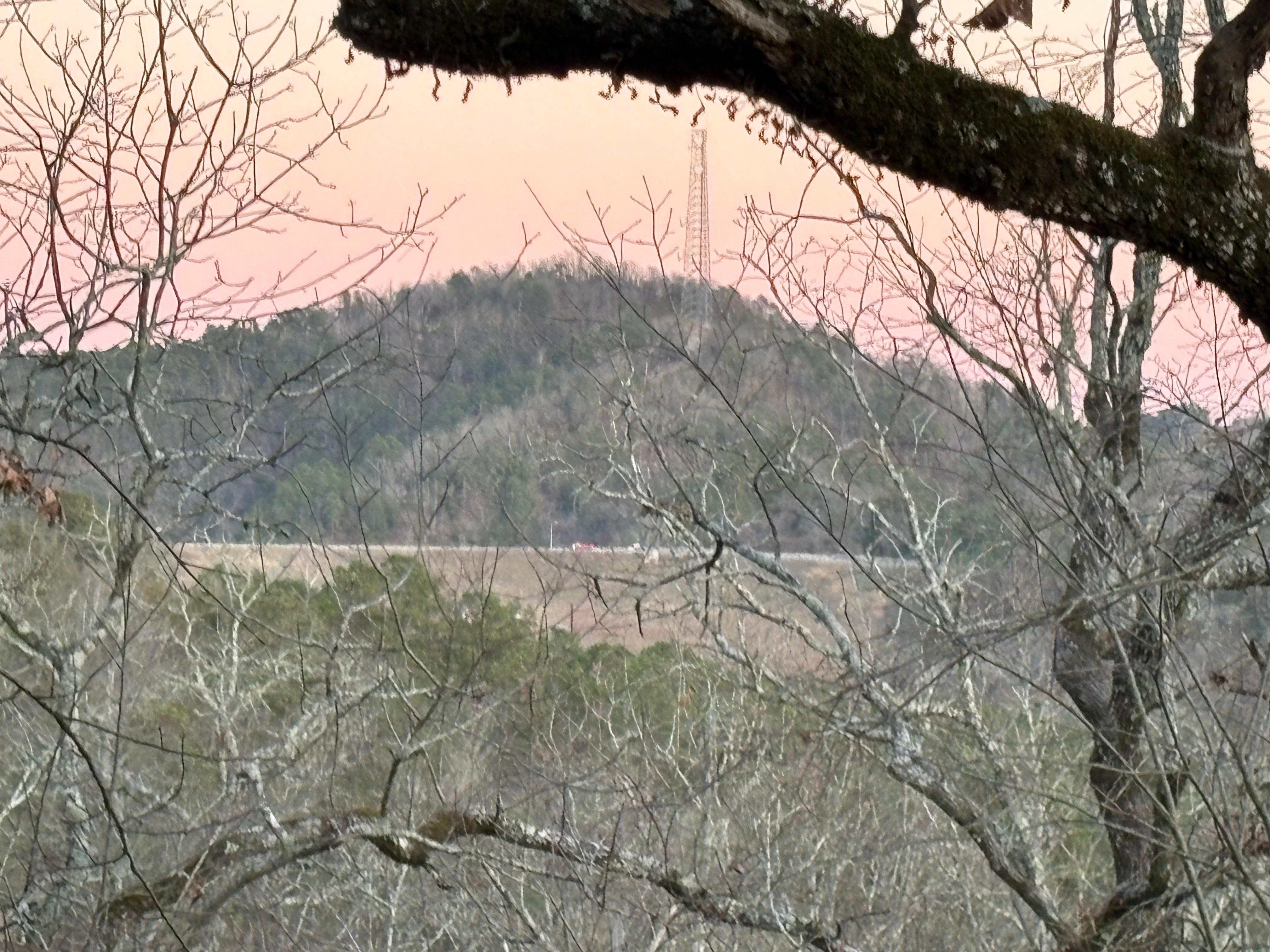 Looking back northeast to the Broken Bow lake dam