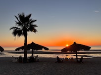 This is the view of the sunrise from the window of our room at Stella del Mar - incredible!