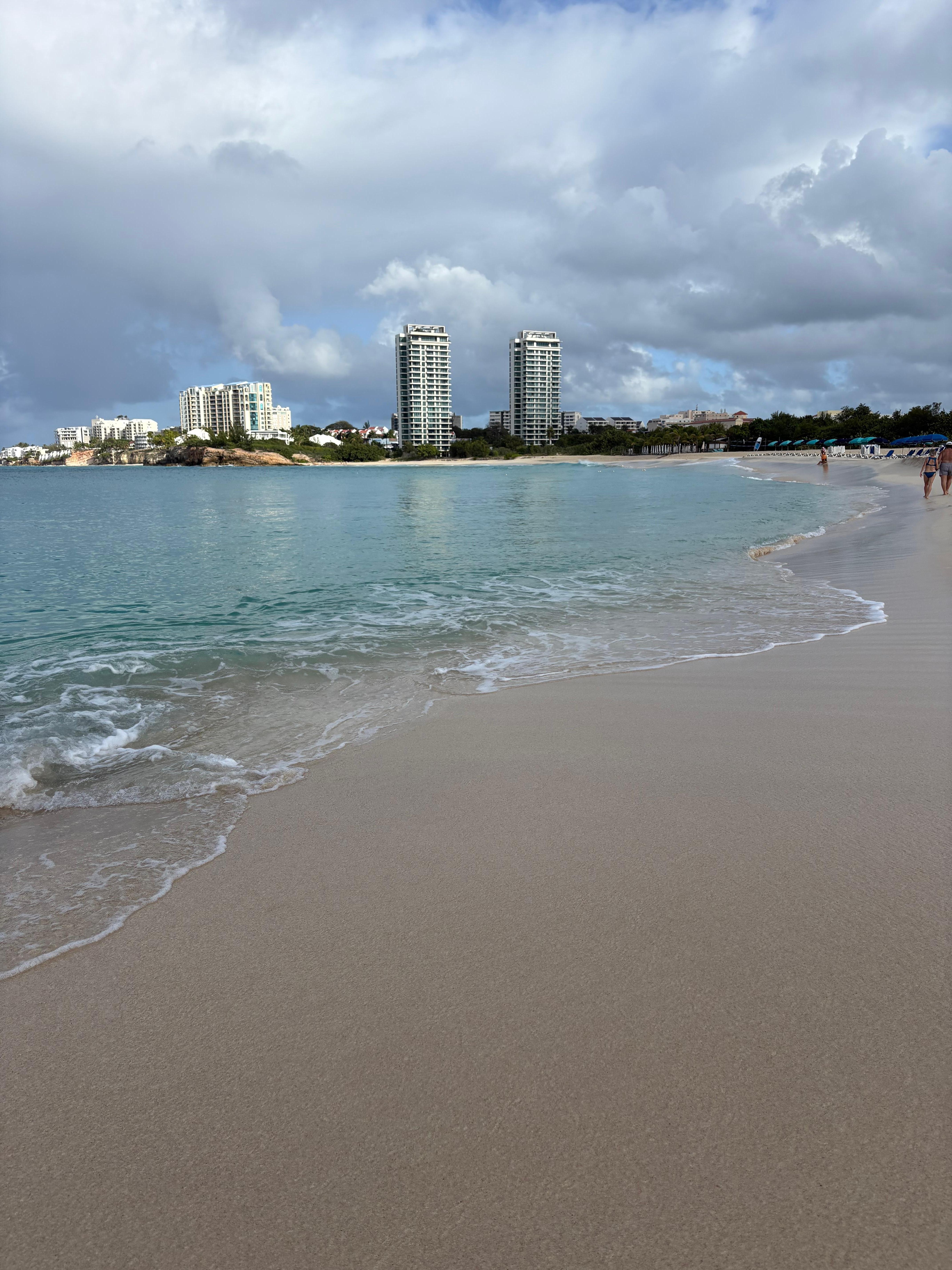 14 Mullet Bay condos from the perspective of Mullet Bay 