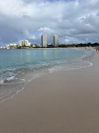 14 Mullet Bay condos from the perspective of Mullet Bay